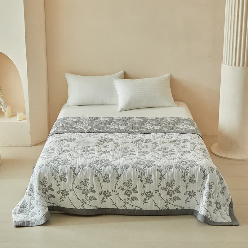 Branch & Floral Reversible Quilt Set - image 5
