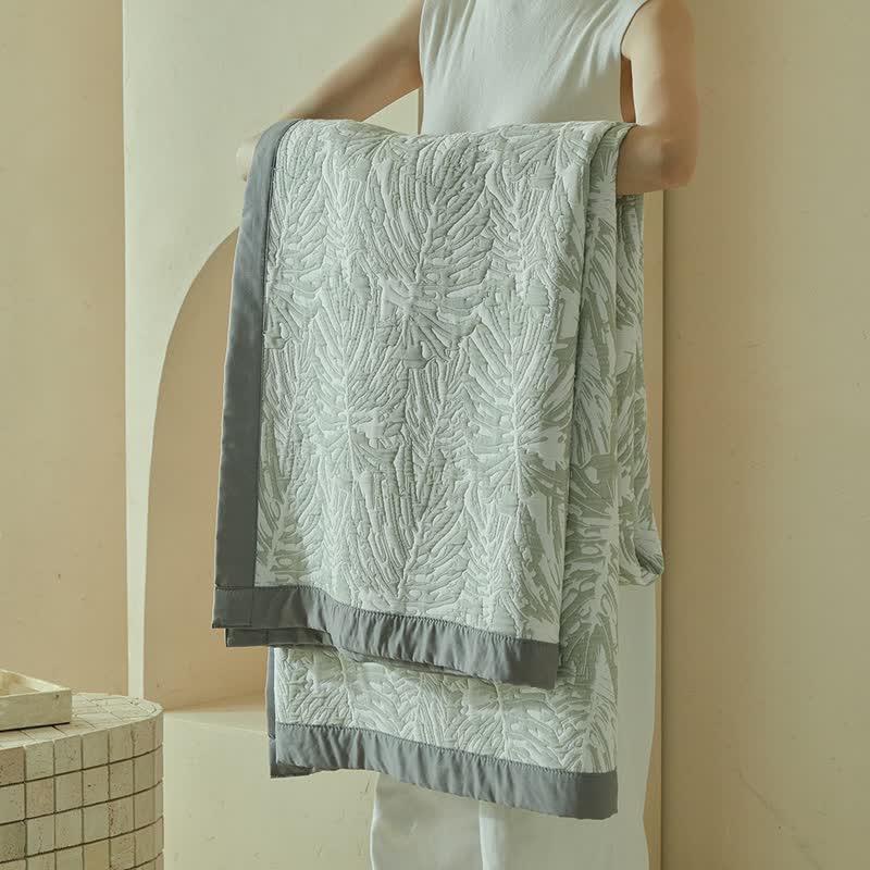 Tropical Palm Leaf Reversible Quilt Set - image 12