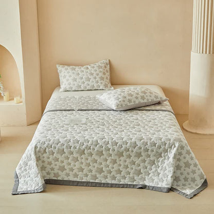 Neutral Star Pattern Reversible Quilt Set - Gray - Quilt with 2PCS Pillowcases - King - image 0