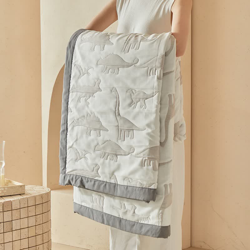 Neutral Dinosaur Print Reversible Quilt - image 12