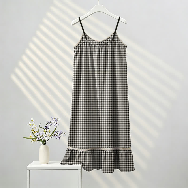Black White Gingham Ruffle Nightdress - image 4