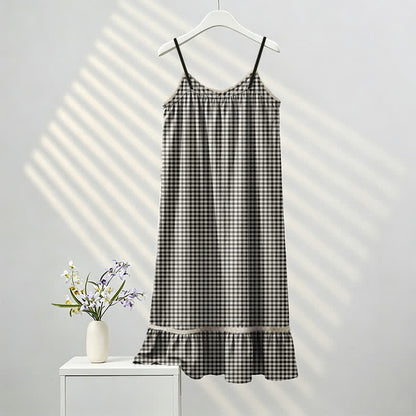 Black White Gingham Ruffle Nightdress - image 4