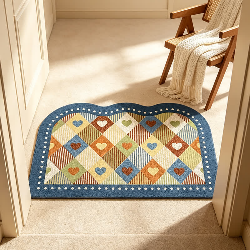 Vintage Heart Check Arch Entry Rug - image 1