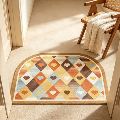 Retro Geometric Heart Arch Entryway Rug - image 1