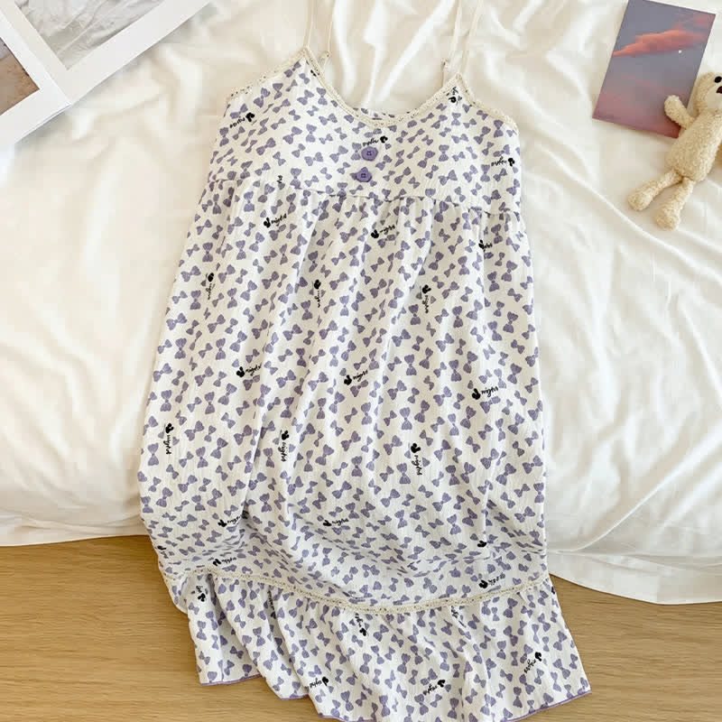 Purple Bow Sleeveless Ruffle Nightgown - image 8