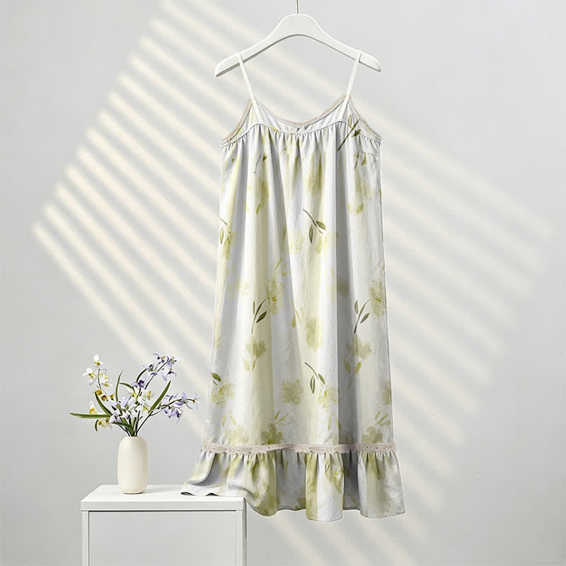 Botanical Floral Ruffle Sleeveless Loungewear Dress - image 2