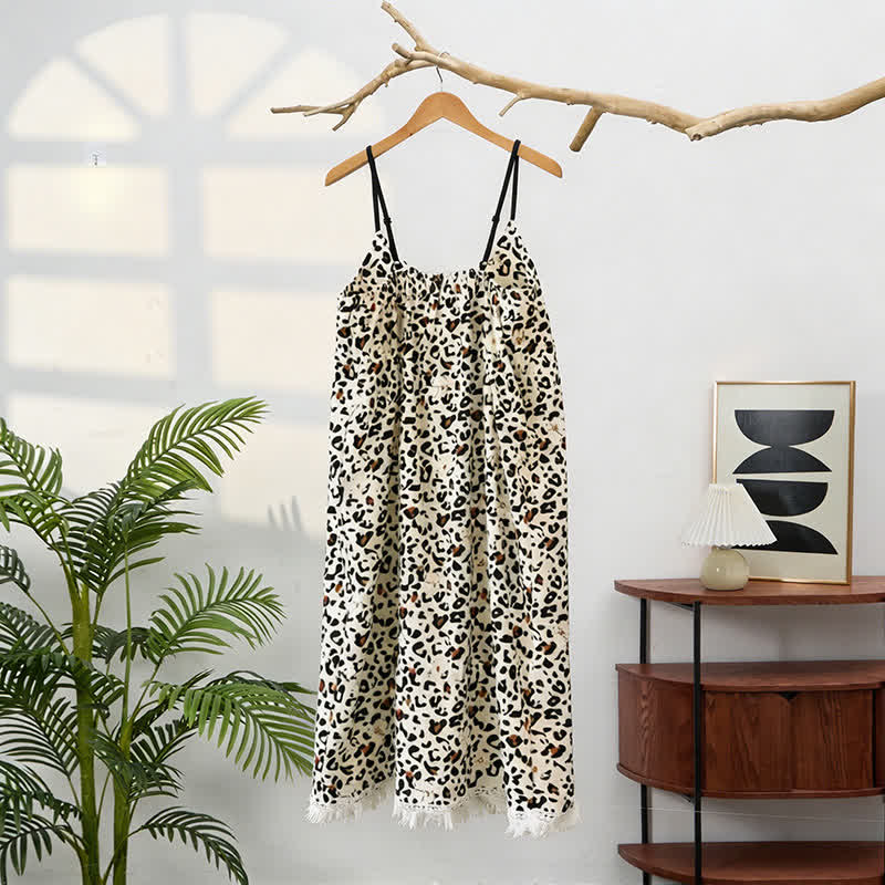 Leopard Print Tassel House Dress - image 4