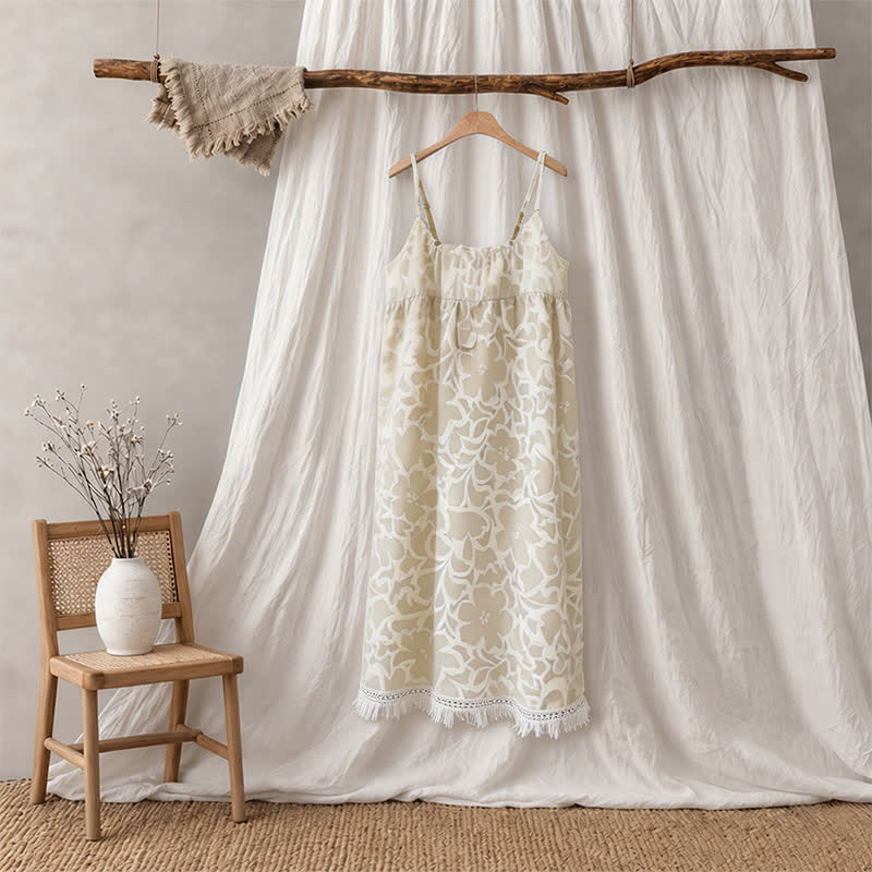 Cream Floral Tassel Sleep Dress - image 6
