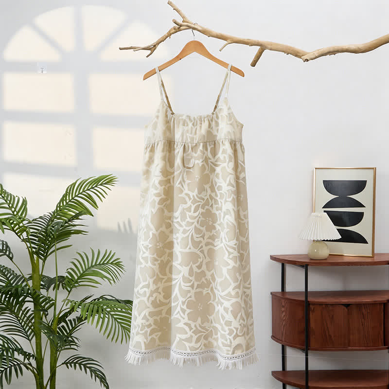 Cream Floral Tassel Sleep Dress - image 4