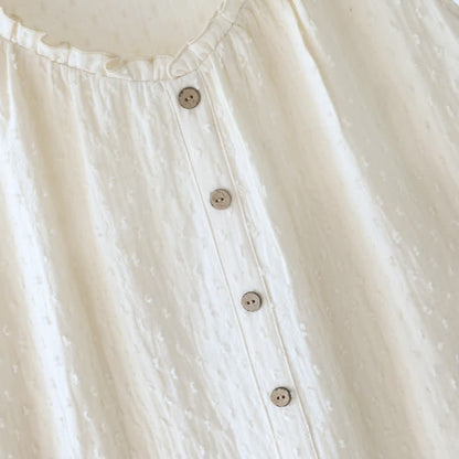 White Cotton Textured Sleeveless Lounge Dress - image 6