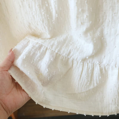 White Cotton Textured Sleeveless Lounge Dress - image 9