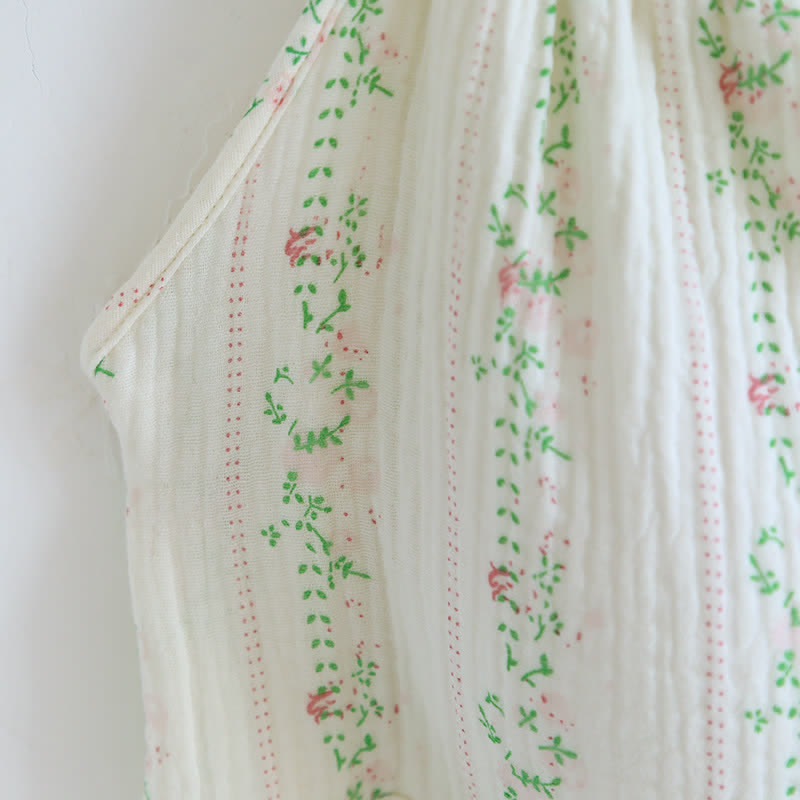 Fresh Floral Leaf Cotton Ruffle Nightgown - image 11