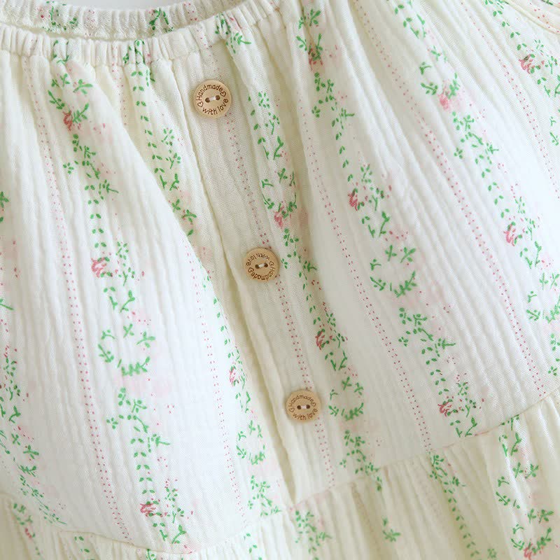 Fresh Floral Leaf Cotton Ruffle Nightgown - image 5
