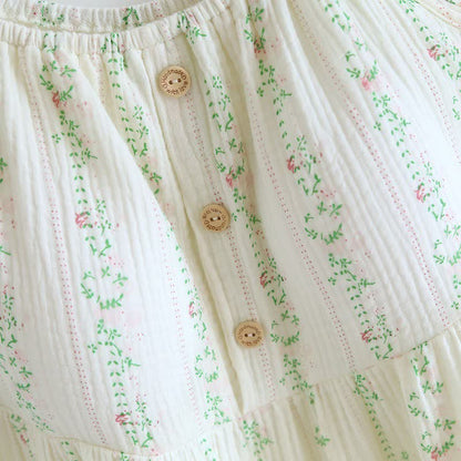 Fresh Floral Leaf Cotton Ruffle Nightgown - image 5