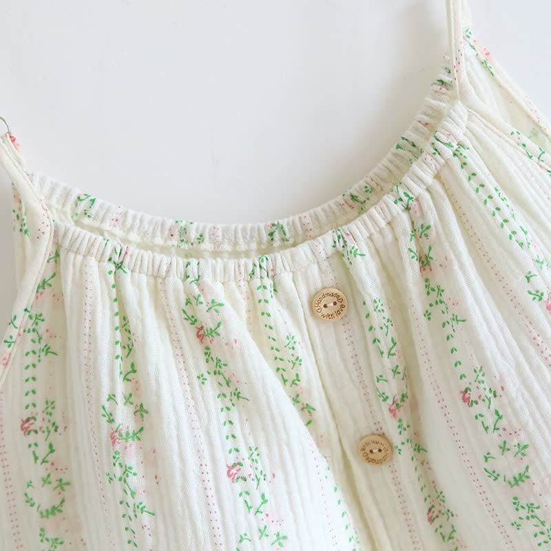 Fresh Floral Leaf Cotton Ruffle Nightgown - image 6