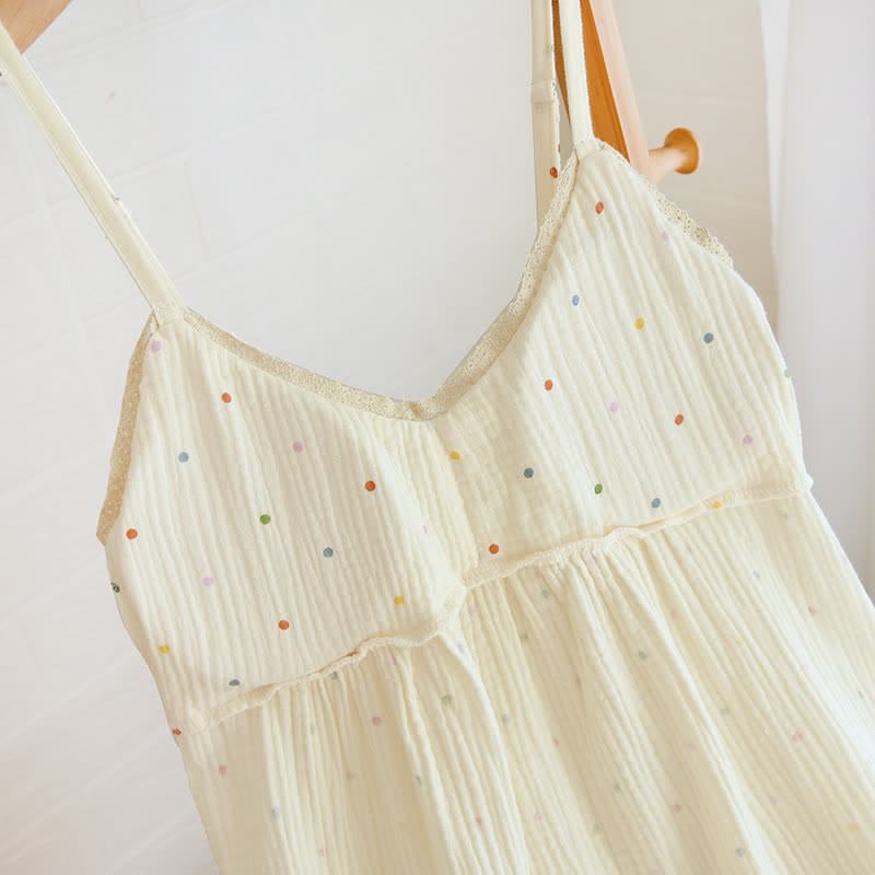 Rainbow Dot Cotton Gauze Lounge Dress - image 5