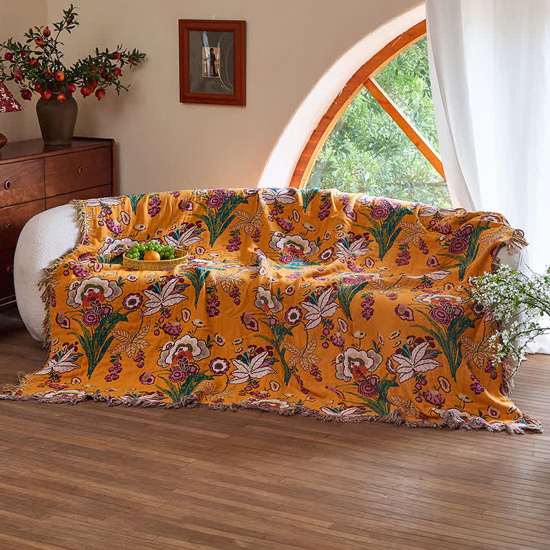 Boho Reversible Cotton GauzeTassel Blanket Quilt - image 3