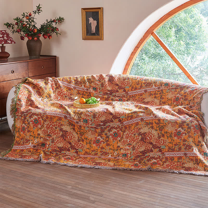 Reversible Botanical Muslin Quilt with Retro Fringe - image 2