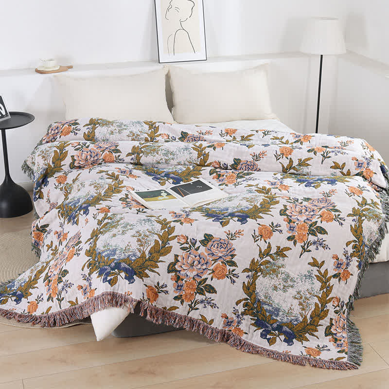 4-Layer Cotton Gauze Baroque Floral Bedspread Quilt - image 1