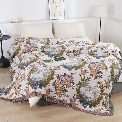 4-Layer Cotton Gauze Baroque Floral Bedspread Quilt - image 1
