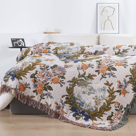 4-Layer Cotton Gauze Baroque Floral Bedspread Quilt - King - image 0