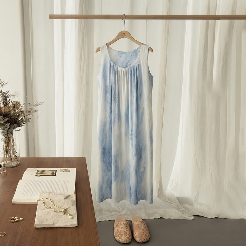 Sky Blue Sleeveless Padded Lounge Dress - Blue - 3XL - image 0