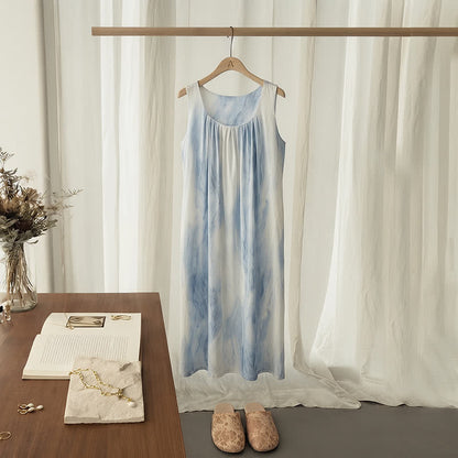 Sky Blue Sleeveless Padded Lounge Dress - Blue - 3XL - image 0