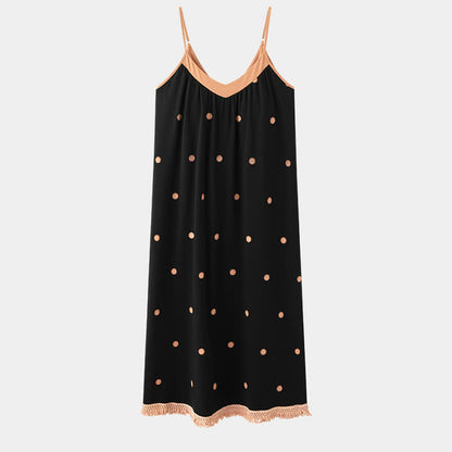 Black Polka Dot Cotton Lounge Dress - image 7