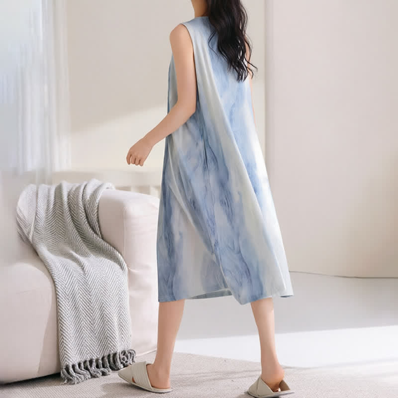 Sky Blue Sleeveless Padded Lounge Dress - image 9