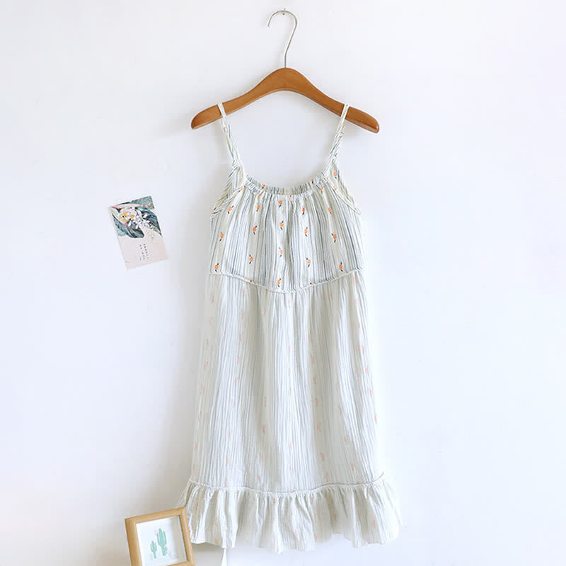Sweet Floral Cotton Ruffle Cami Nightdress - image 3