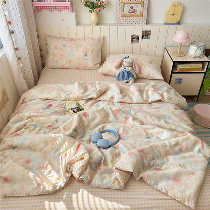 Cream Lace Bunny Cotton Bedding Set - Colorful - Queen - Bedding Set - image 1