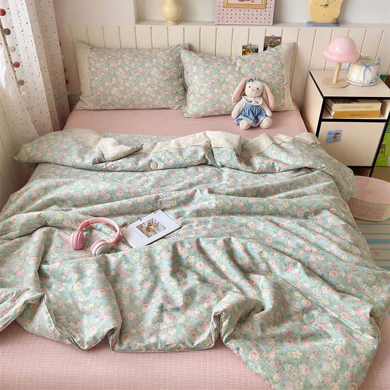 Lace Dream Floral Cotton Bedding Set - Colorful - Queen - Bedding Set - image 1