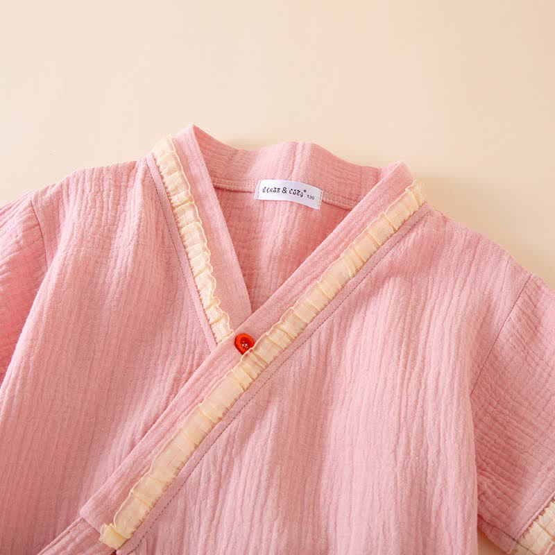 Ruffle Trim Kids' Cotton Muslin Robe - image 3