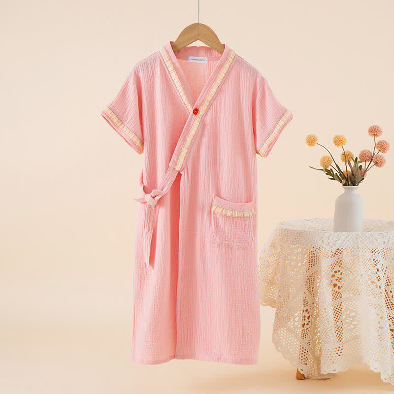Ruffle Trim Kids' Cotton Muslin Robe - image 2
