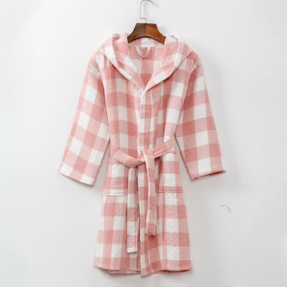 Kids' Plaid Hooded Cotton Bathrobe - image 2