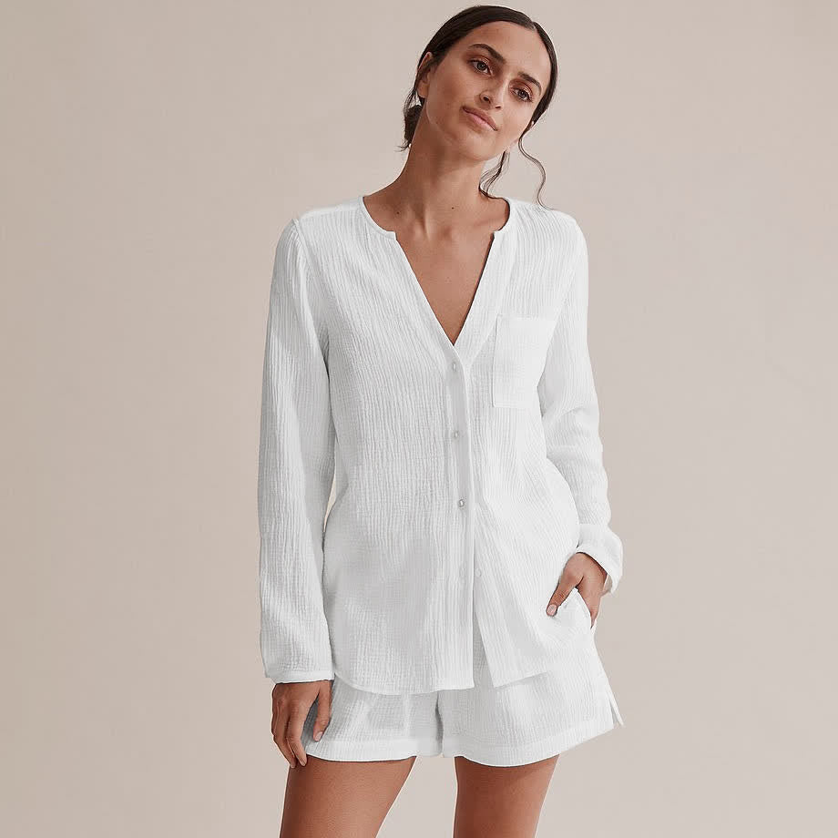 Long Sleeve Top & Shorts Pajama Set - image 3