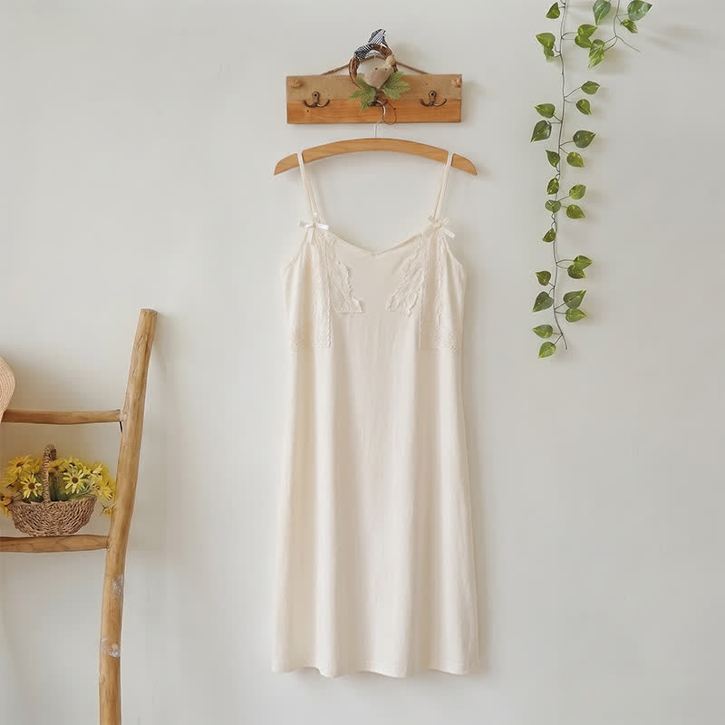 Cotton Lace Cami Slip Night Dress - White - XL - image 2
