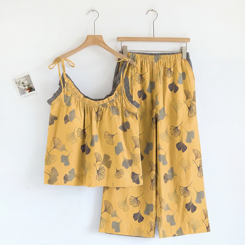 Ginkgo Cami Top & Pants Pajama Set - Yellow & Dark Gray - XL - image 25