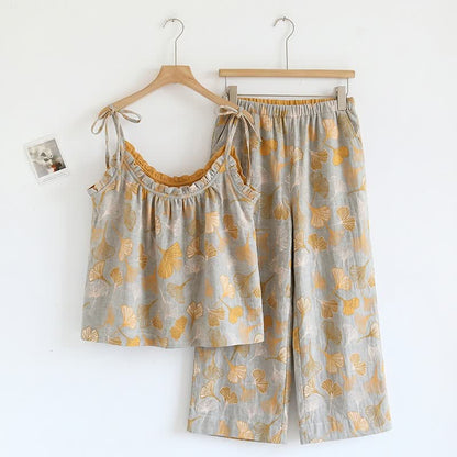 Ginkgo Cami Top & Pants Pajama Set - Light Gray & Yellow - XL - image 29