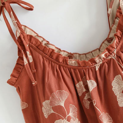 Elegant Ginkgo Cami Cotton Pajama Set - image 2