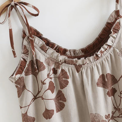 Elegant Ginkgo Cami Cotton Pajama Set - image 7