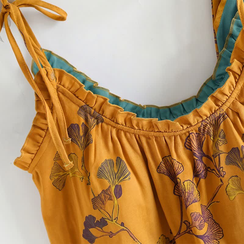 Elegant Ginkgo Cami Cotton Pajama Set - image 14