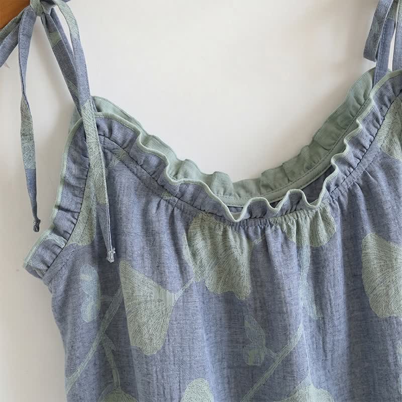 Ginkgo Leaf Cami Ruffled Pajama Set - image 2