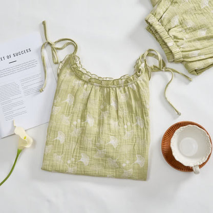 Fresh Ginkgo Leaf Cami Cotton Pajamas - image 1
