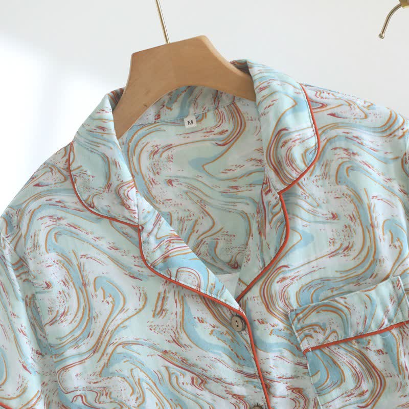 Abstract Print Cotton Gauze Lounge Set - image 5