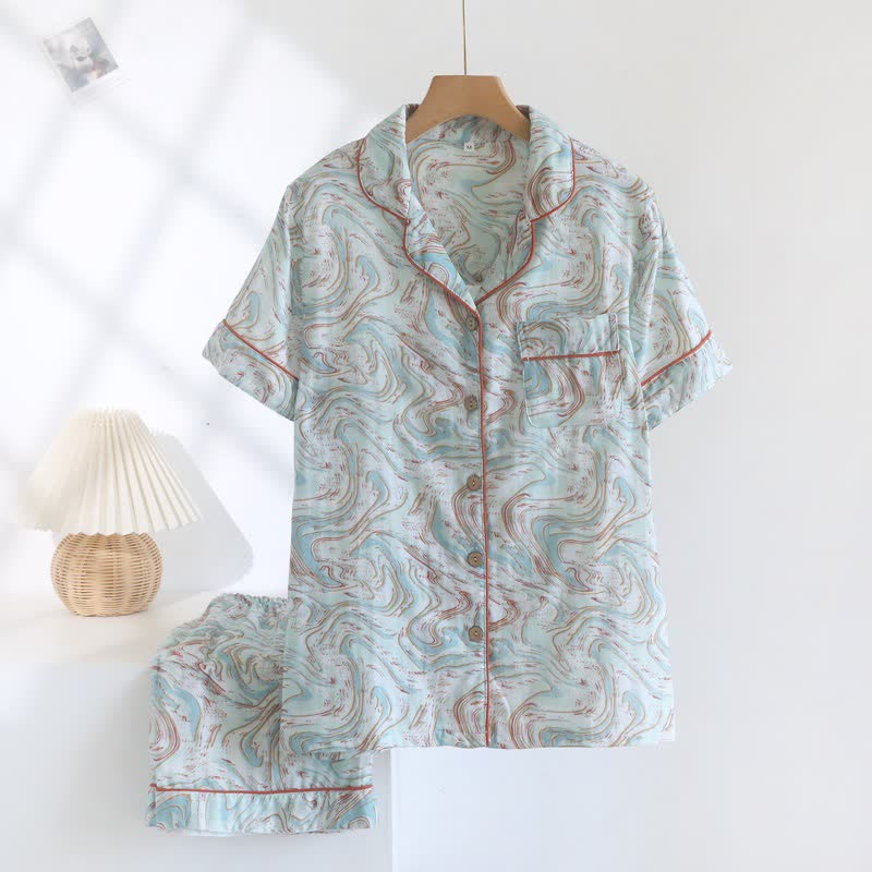 Abstract Print Cotton Gauze Lounge Set - image 3