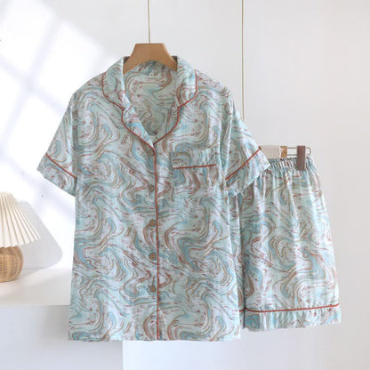 Abstract Print Cotton Gauze Lounge Set - image 2