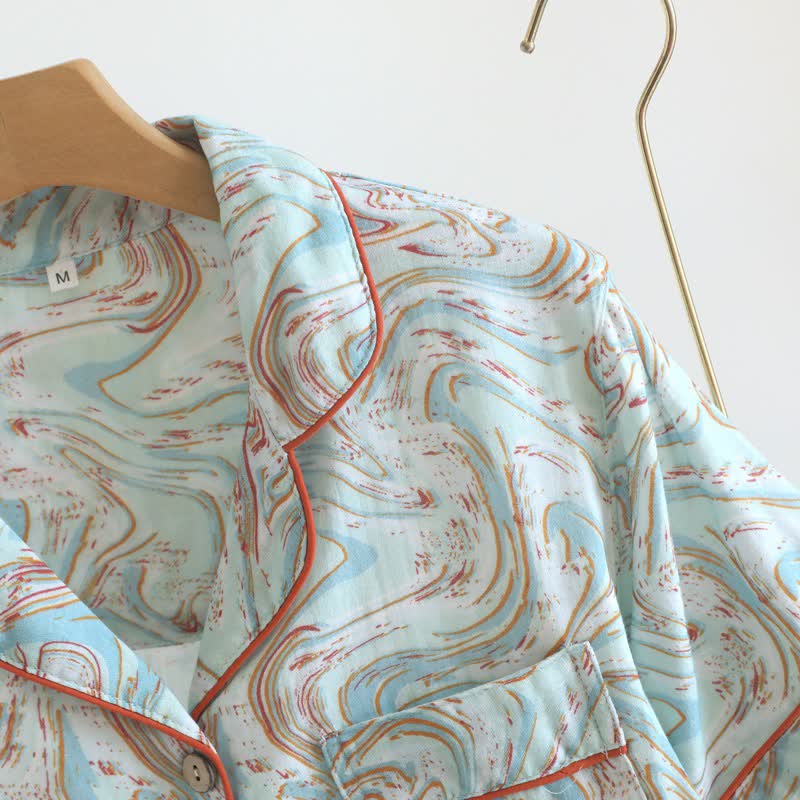 Abstract Print Cotton Gauze Lounge Set - image 7