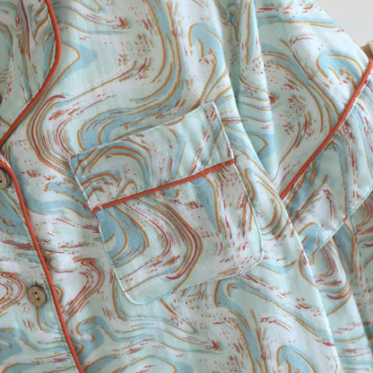 Abstract Print Cotton Gauze Lounge Set - image 8
