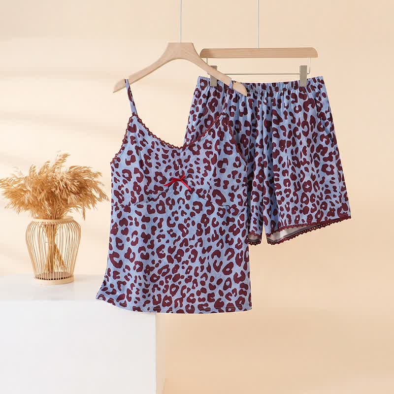 Blue Leopard Print Cami Loungewear Set - Blue - 3XL - image 0
